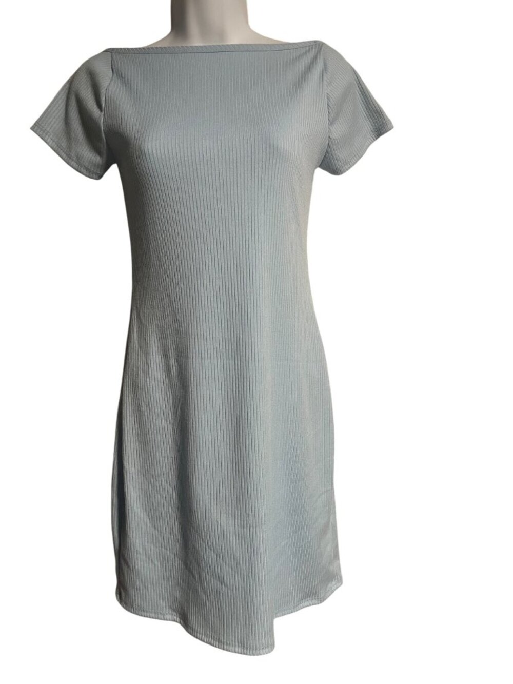 Livi By Olivia Rae Light Blue Ribbed Knit Short-Sleeve Bodycon Dress Size M Stre